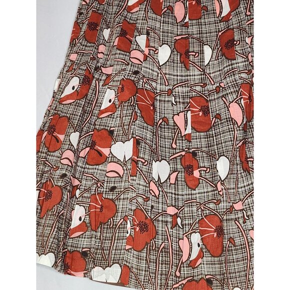 Loft A Line Skirt Brown with Floral Print Cotton Size 6 - Picture 4 of 8